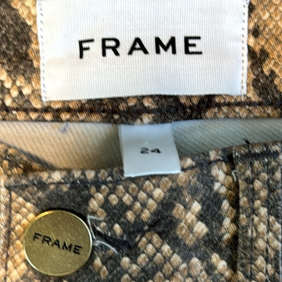 FRAME le high skinny crop snake print  high rise skinny jean beige 24 - Picture 8 of 13